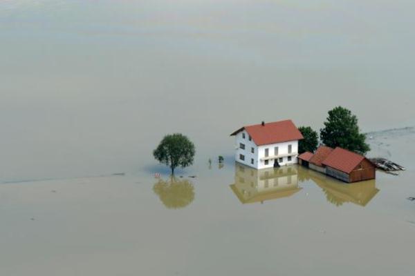 House in a flooded field