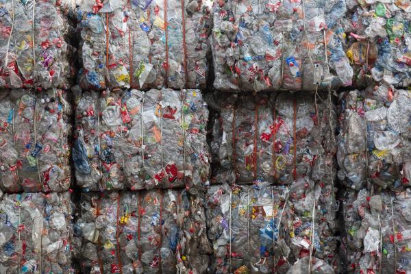 Plastic bottles in a bulk ready to be recycled
