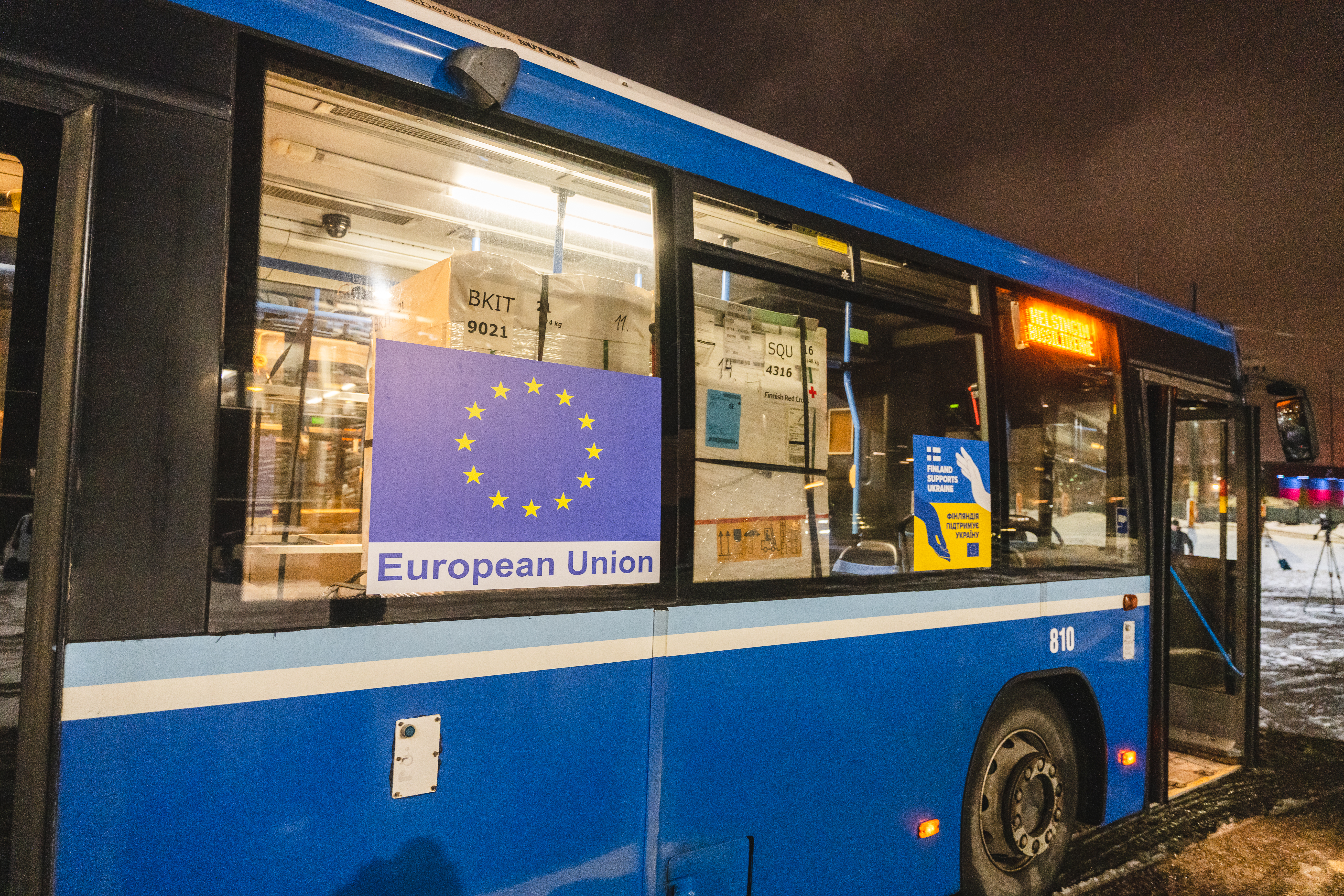 Departure of donated buses from Helsinki, Finland