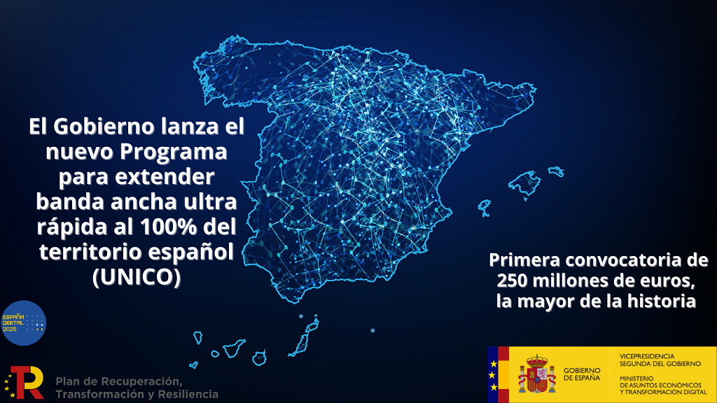 The Government launches the new Program to extend ultra-fast broadband to 100% of the Spanish territory (UNICO)