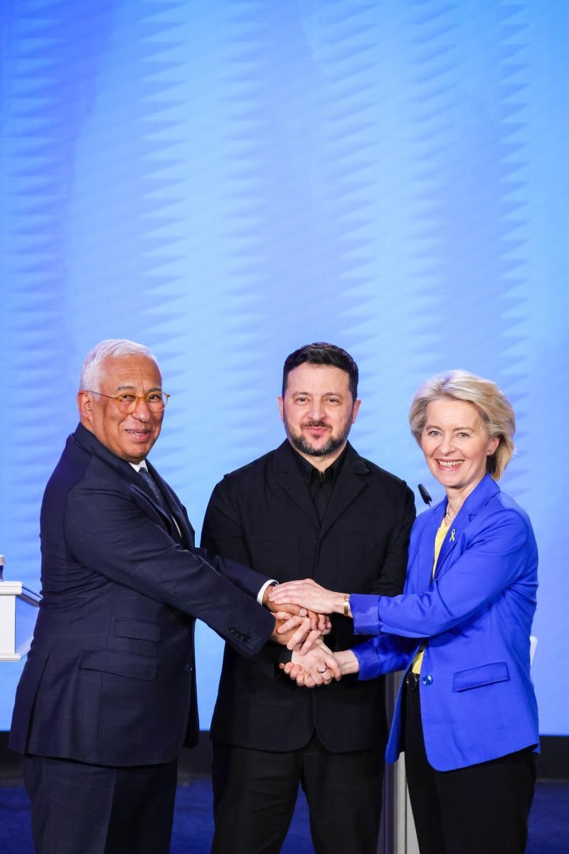 Presidents von der Leyen, Costa and Zelenskyy