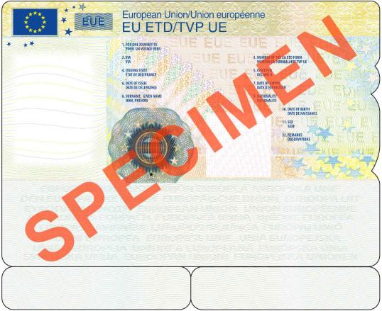 EU Emergency Travel Document sticker