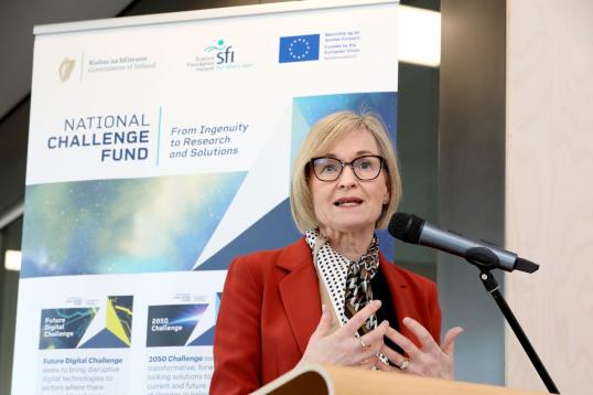 Commissioner McGuinness at the launch of the National Challenge Fund at the offices of Science Foundation Ireland in Dublin on 13th February 2023