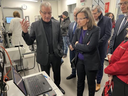 Person making presentation on factory floor