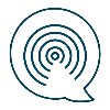 Small icon showing a radio signal inside a speech bubble