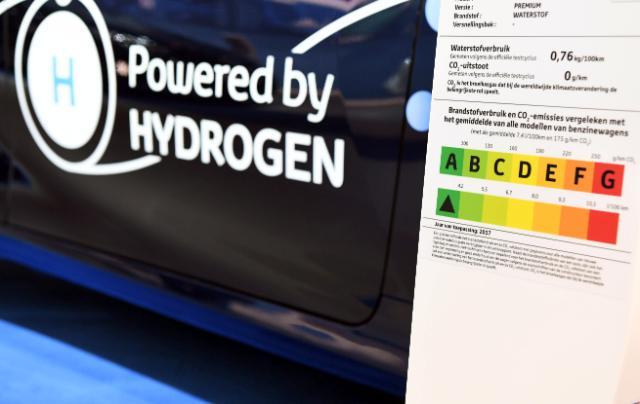 Sign on a car powered by hydrogen
