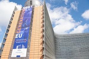 Image of the Berlaymont banner "Next Generation EU"