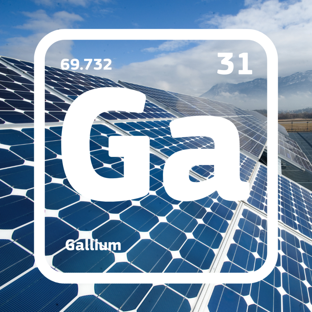 Gallium, used in solar panels