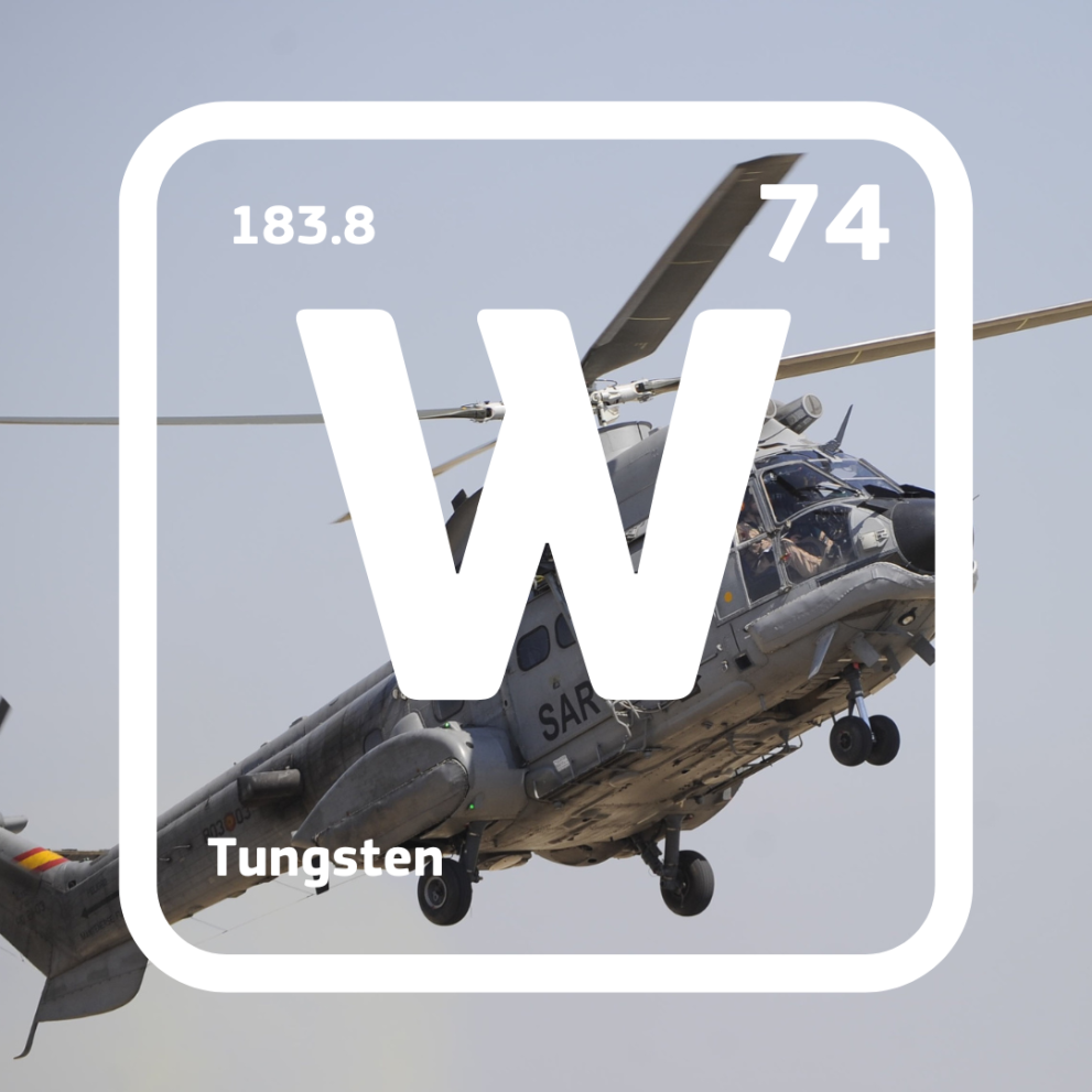 tungsten, used in the aerospace industry
