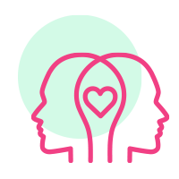 Icon showing two overlapping heads with a heart in the center