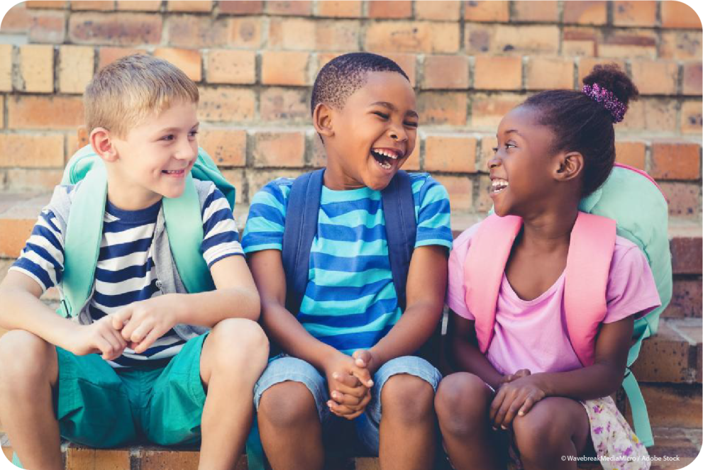 mixed race children laughing