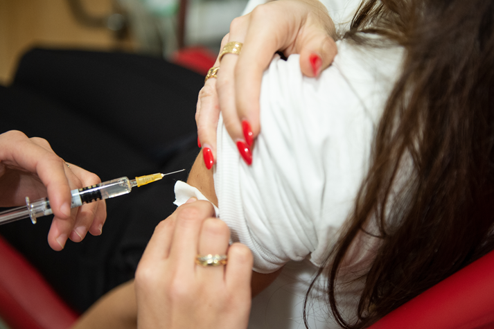 A person getting vaccinated 