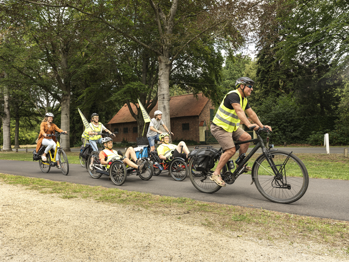People cycling on a cycle path