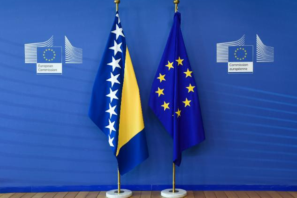 Flags of Bosnia and Herzegovina and of the European Union