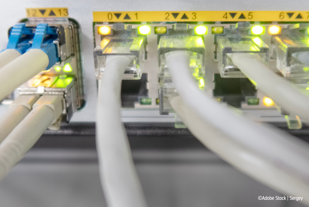 Ethernet switch with ports with connected optical and copper patch cords