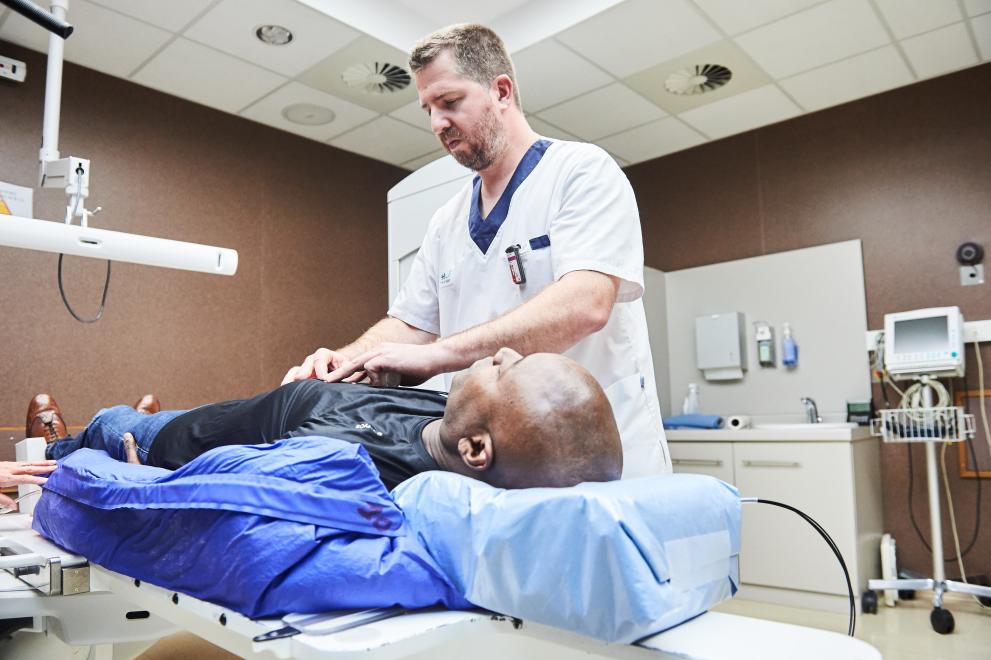 A patient treated with cancer removal robotic equipment