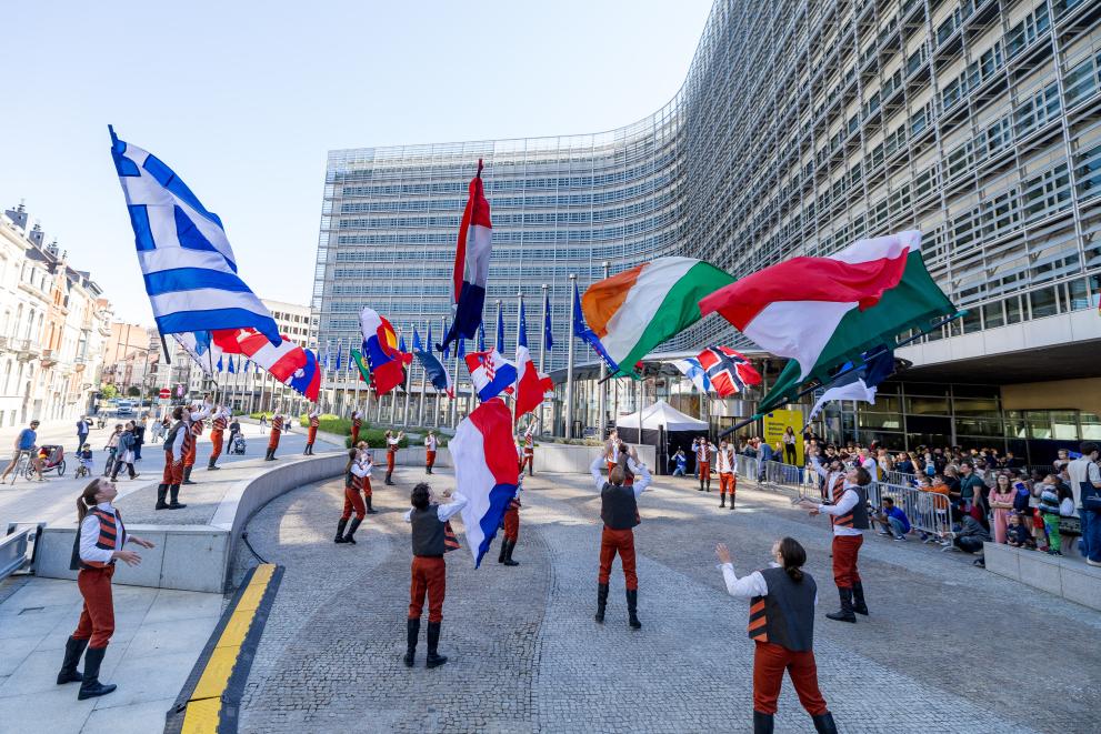 Performers at the Esplanade on Europe Day 2025