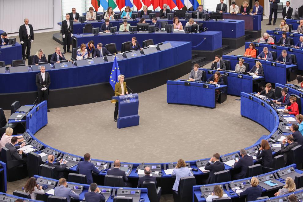 President von der Leyen speaking before the European Parliament