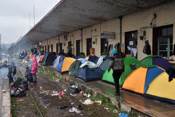 Idomeni refugee camp at the border between Greece and the former Yugoslav Republic of Macedonia