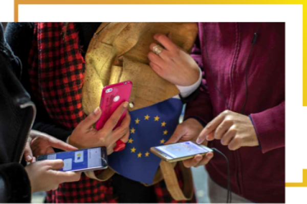 3 people holding their phones