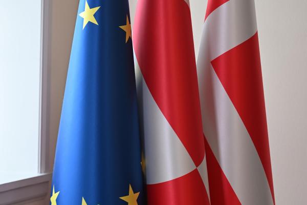 The EU, Greenland and Denmark flags